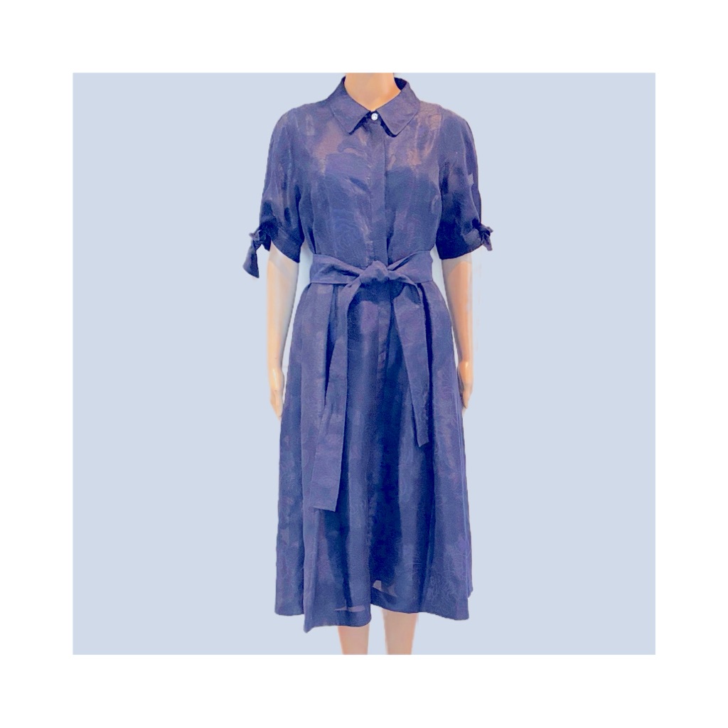 Teri Jon Navy Blue Elegant Midi Dress